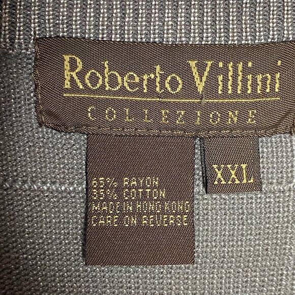 Roberto Villini Collezione Mens Size XXL Tan Windowpane Sweater Long Sleeve - Picture 7 of 8